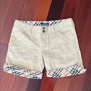 Burberry Check-Trim Beige Women's Bermudas